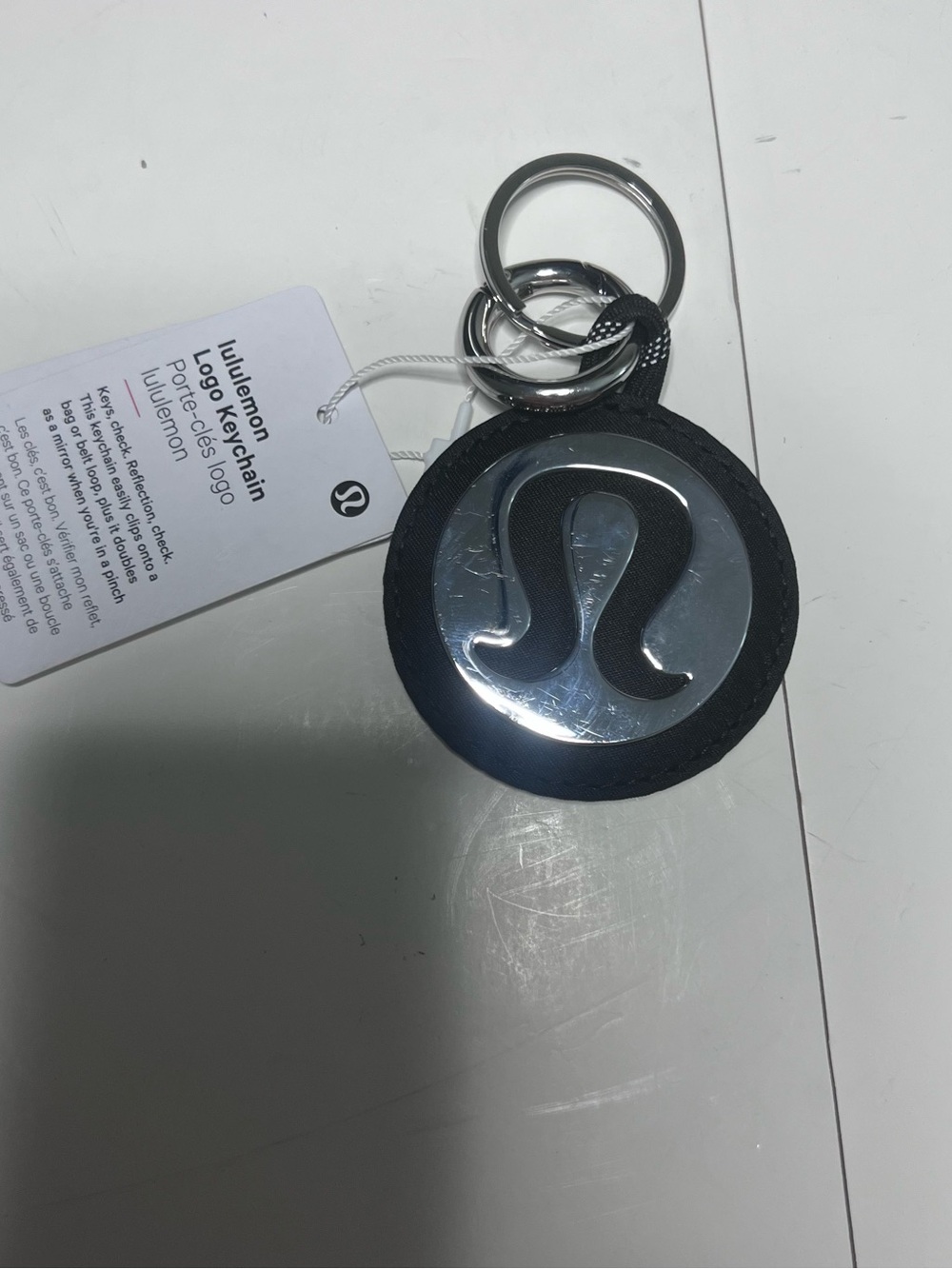 lululemon athletica Black and Silver Logo Keychain